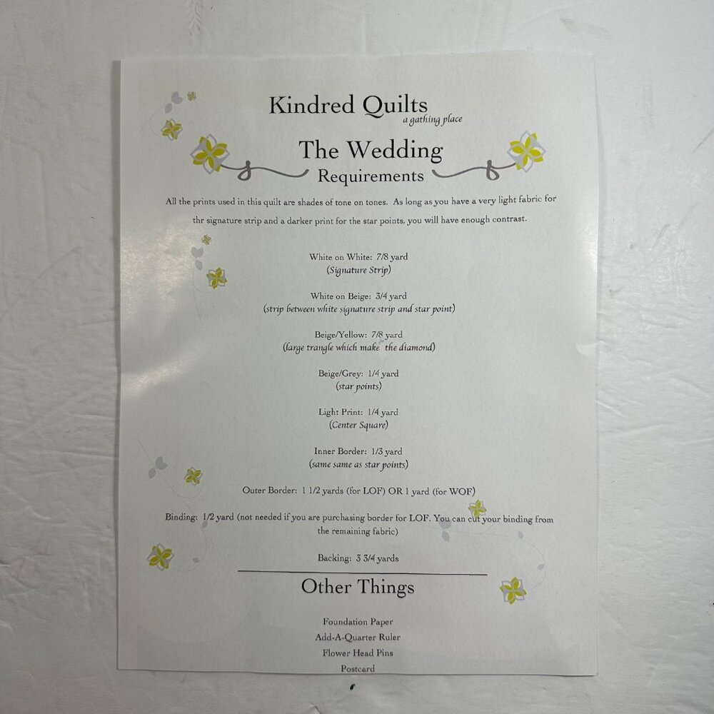 The Wedding Quilt Pattern By Kindred Quilts Paper Piecing 53" X 53" Finished - Picture 9 of 9